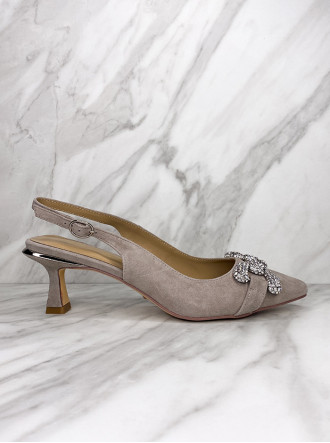 V23173 Heeled Slingback Pumps - Suede Taupe (Alma en Pena)